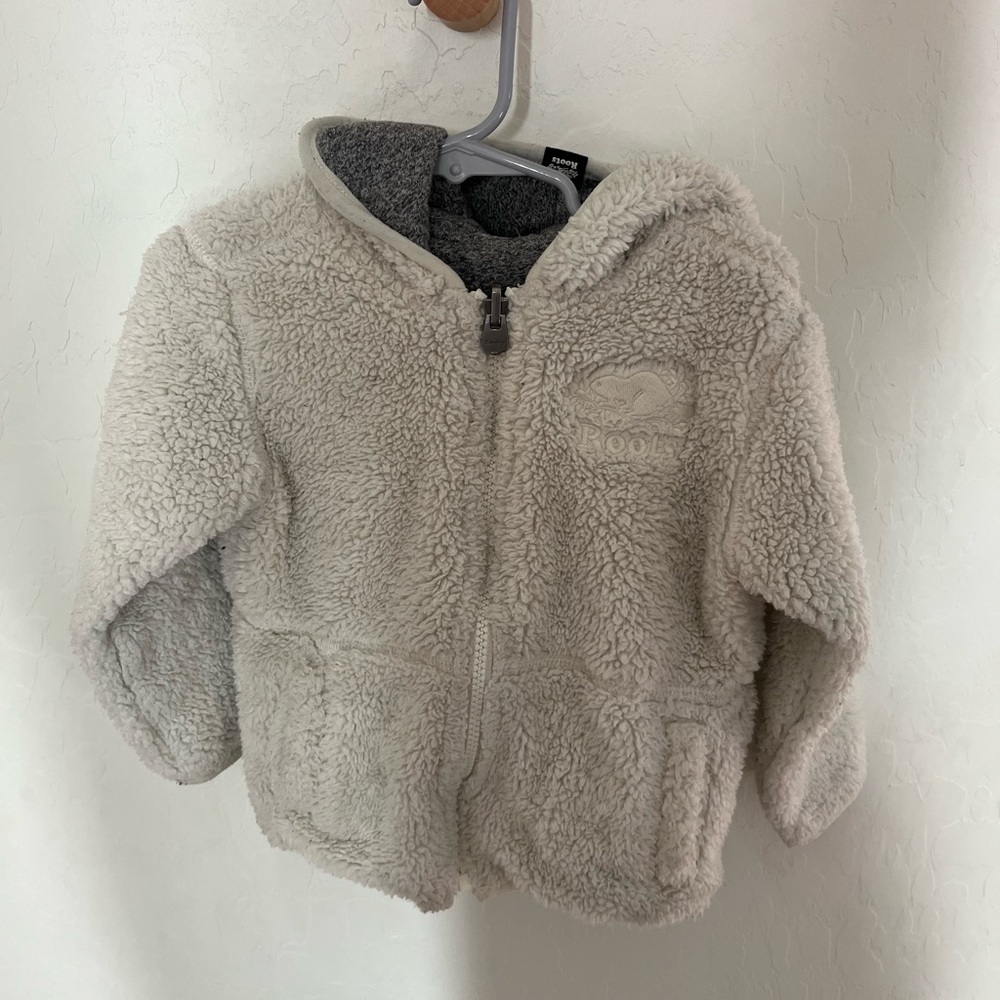 Roots Reversible Cream/Gray Sherpa Kids Jacket